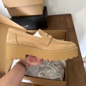 JustFab Tan Chunky Suede Loafers